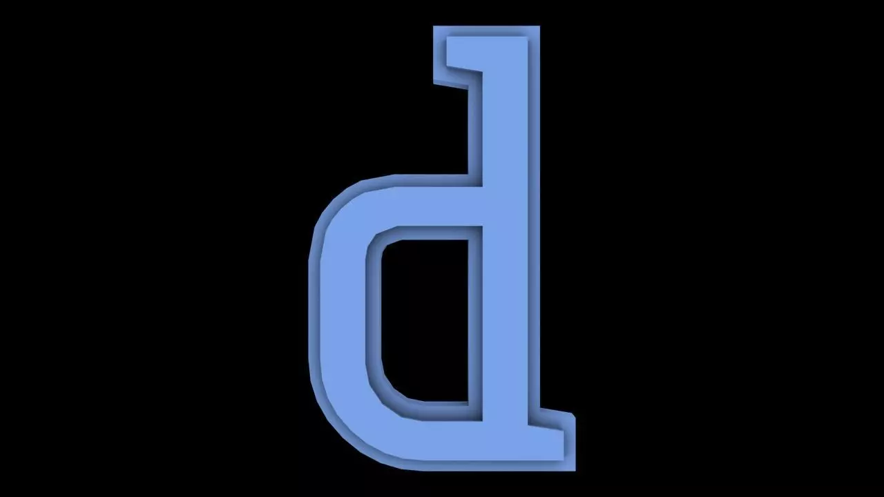 FONT-008 D - Small Free low-poly 3D model