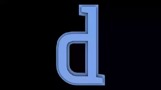 FONT-008 D - Small Free low-poly 3D model