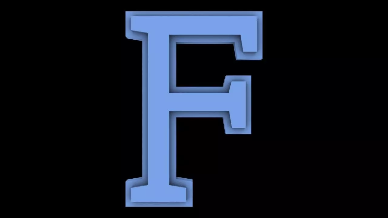 FONT-011 F - Capital Free low-poly 3D model_0