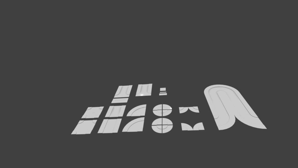 Low Poly Roads letter u Free low-poly 3D model_3