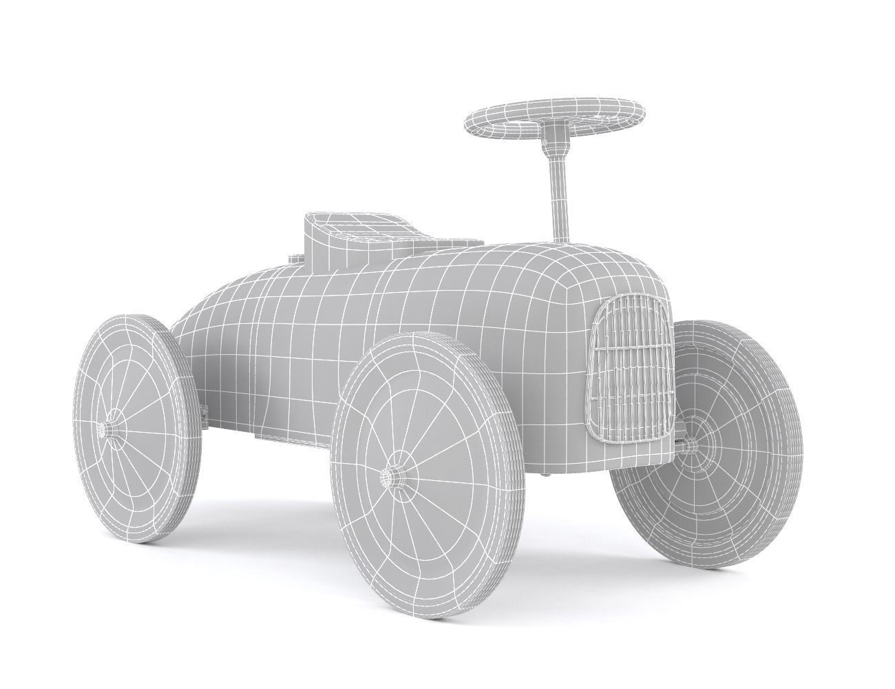 Retro Push Car 3D model_8