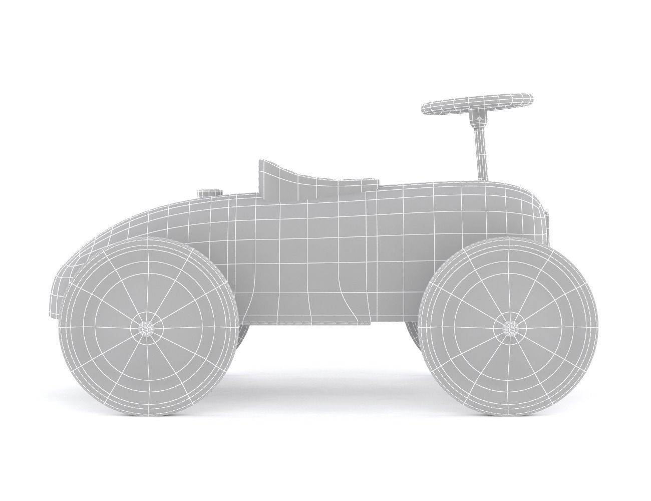 Retro Push Car 3D model_7