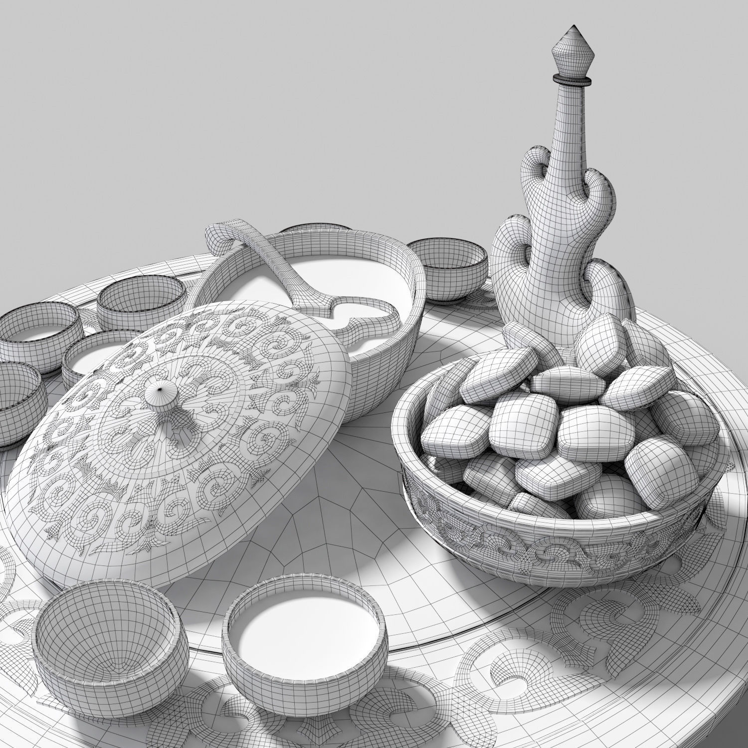 Kazakh national dishes for koumiss 3D model_4