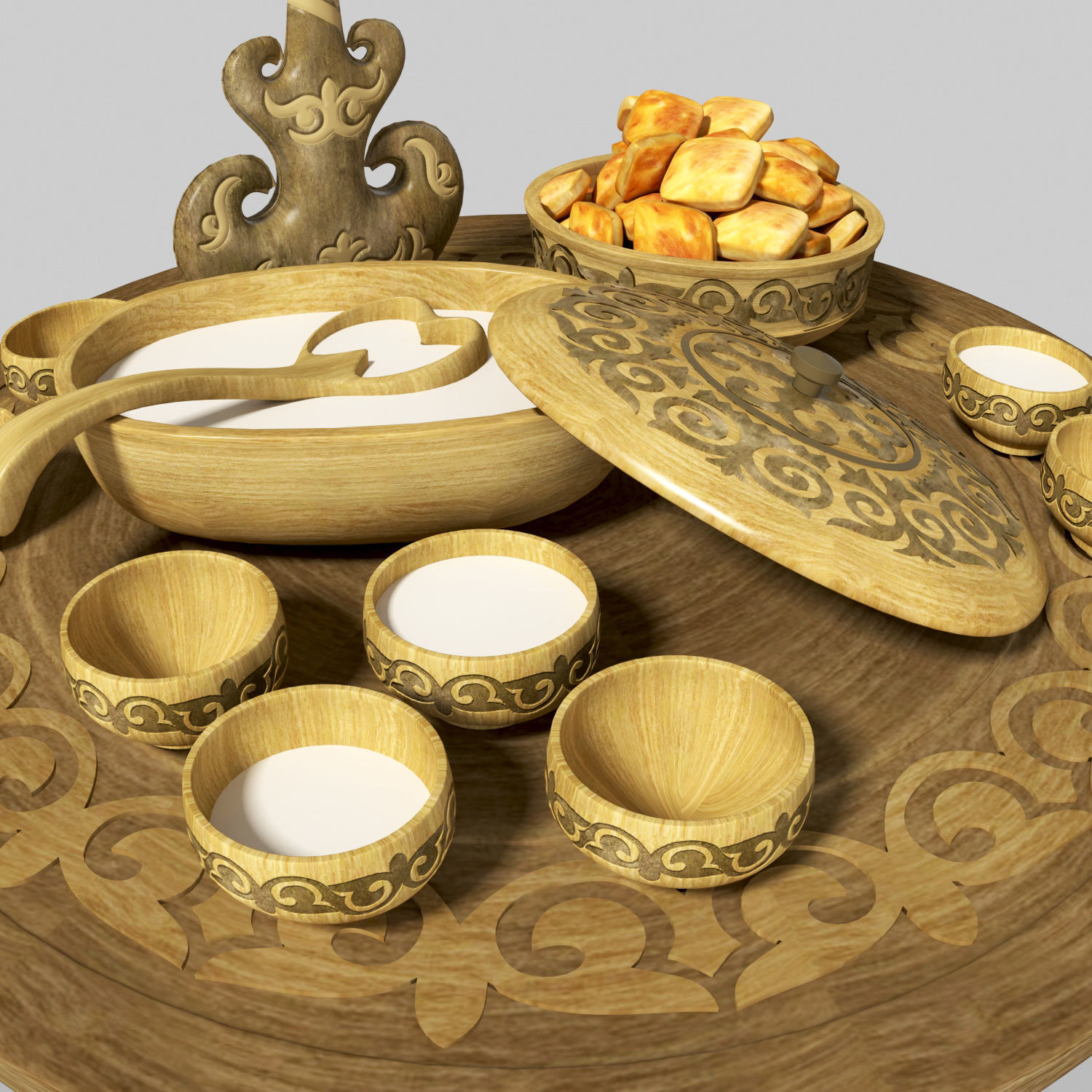 Kazakh national dishes for koumiss 3D model_1