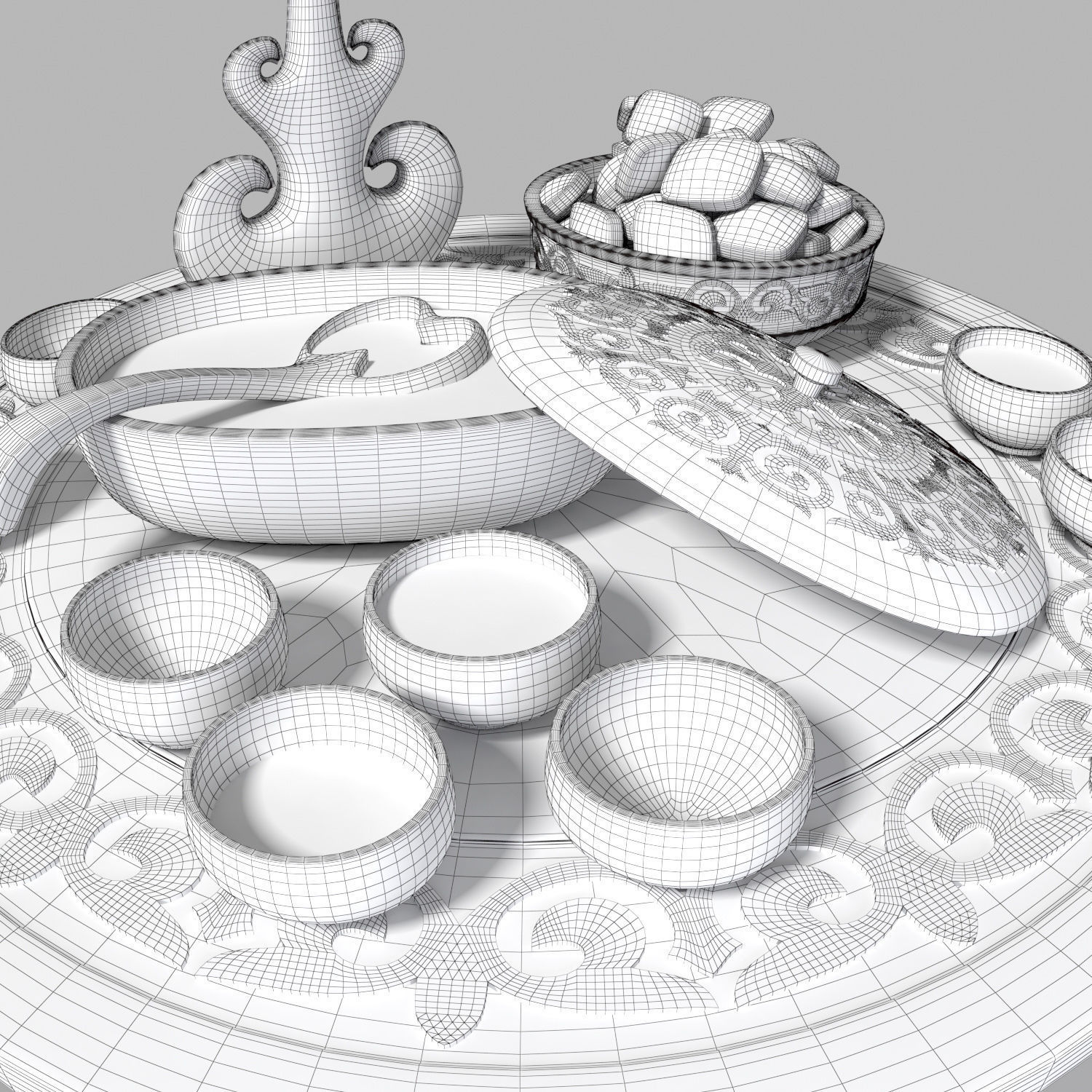 Kazakh national dishes for koumiss 3D model_2
