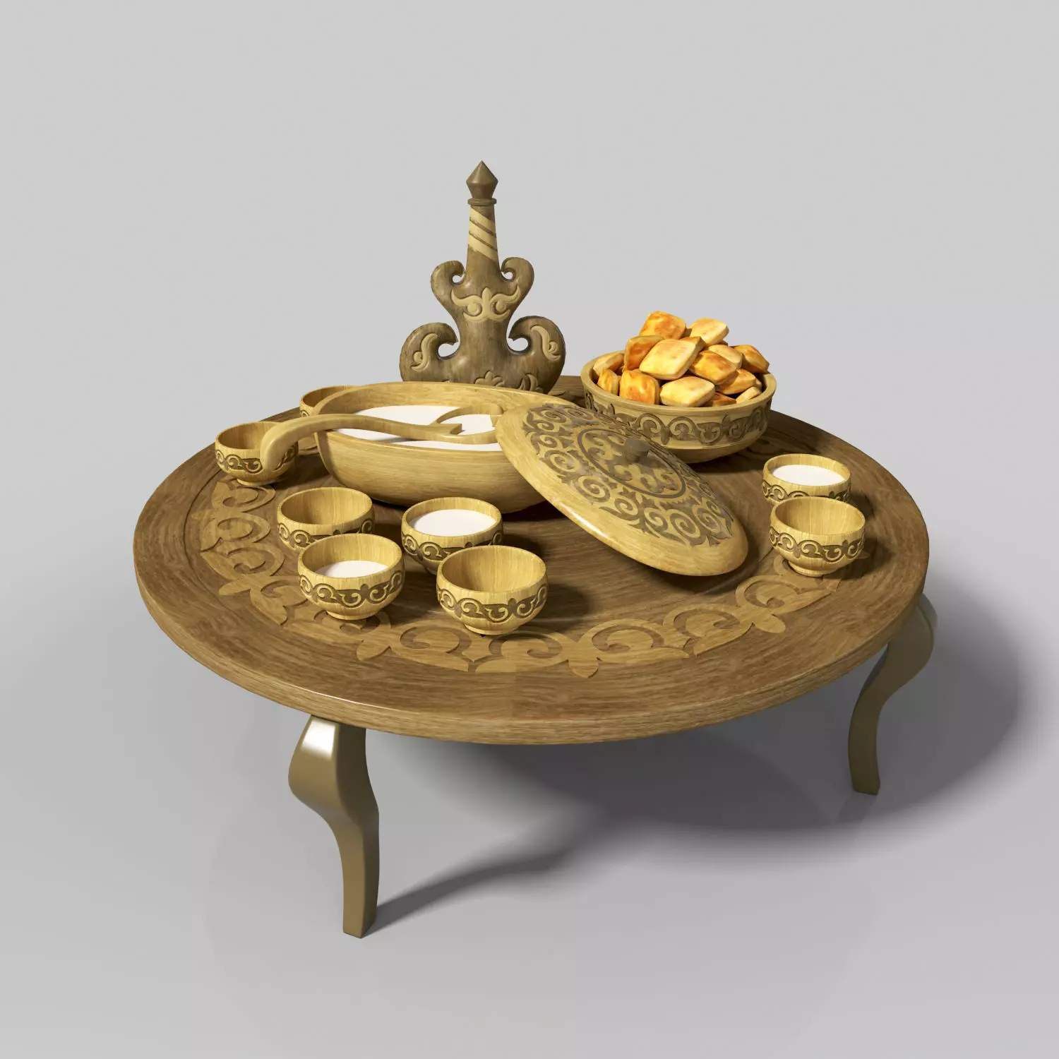 Kazakh national dishes for koumiss 3D model_0