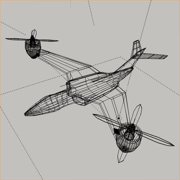 Avio copter aircraft concept Low-poly 3D model_7
