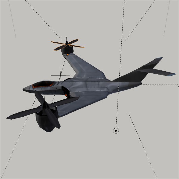 Avio copter aircraft concept Low-poly 3D model_4