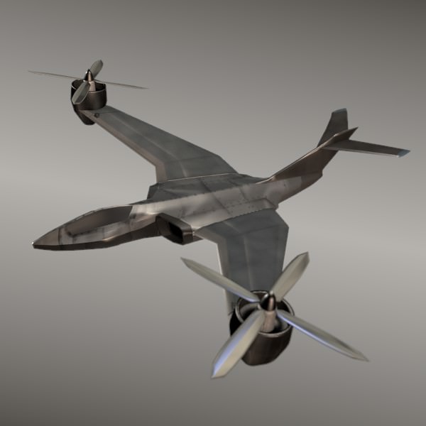 Avio copter aircraft concept Low-poly 3D model_6
