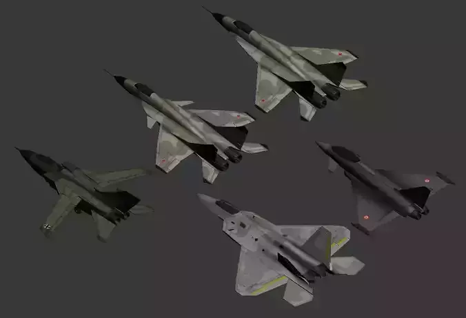 Lowpoly Military Aircrafts Low-poly 3D model