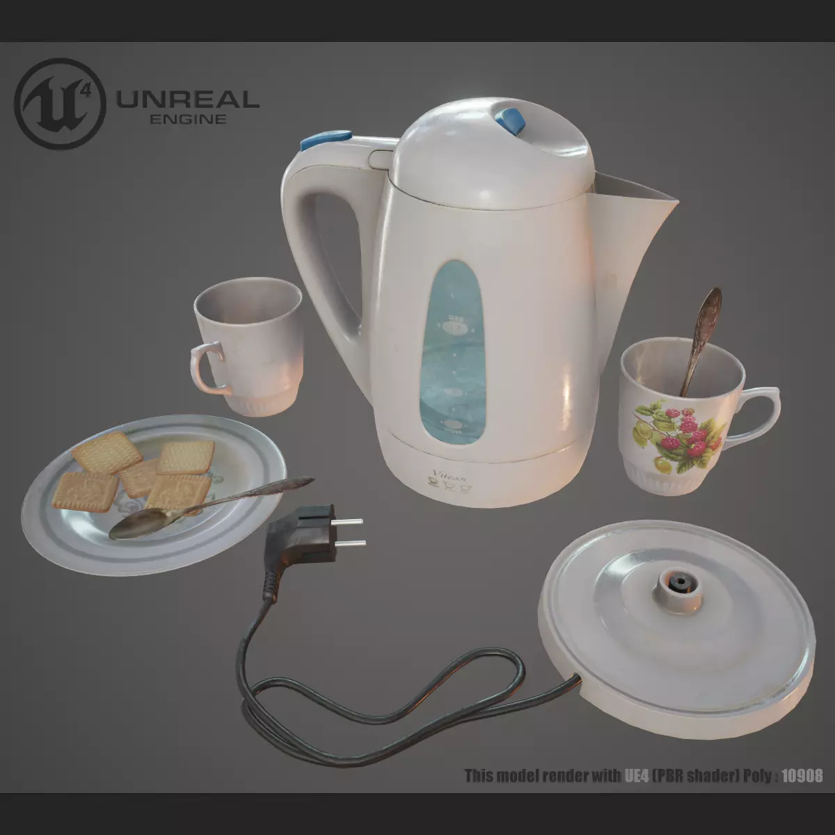 Teapot electric Low-poly 3D model