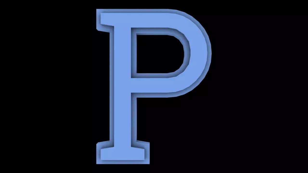 FONT-031 P Capital Free low-poly 3D model_0