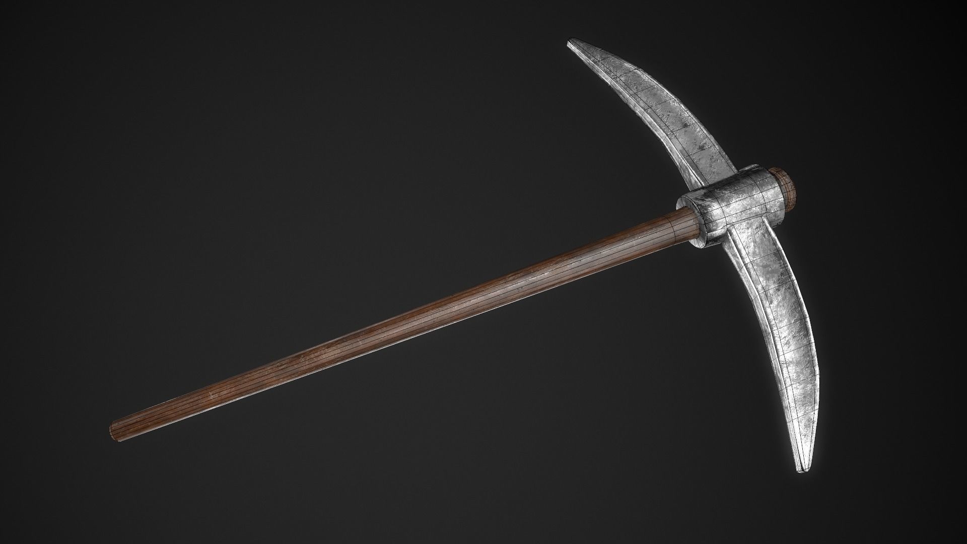Pickaxe Game Ready PBR Model metal hammer Low-poly 3D model_2