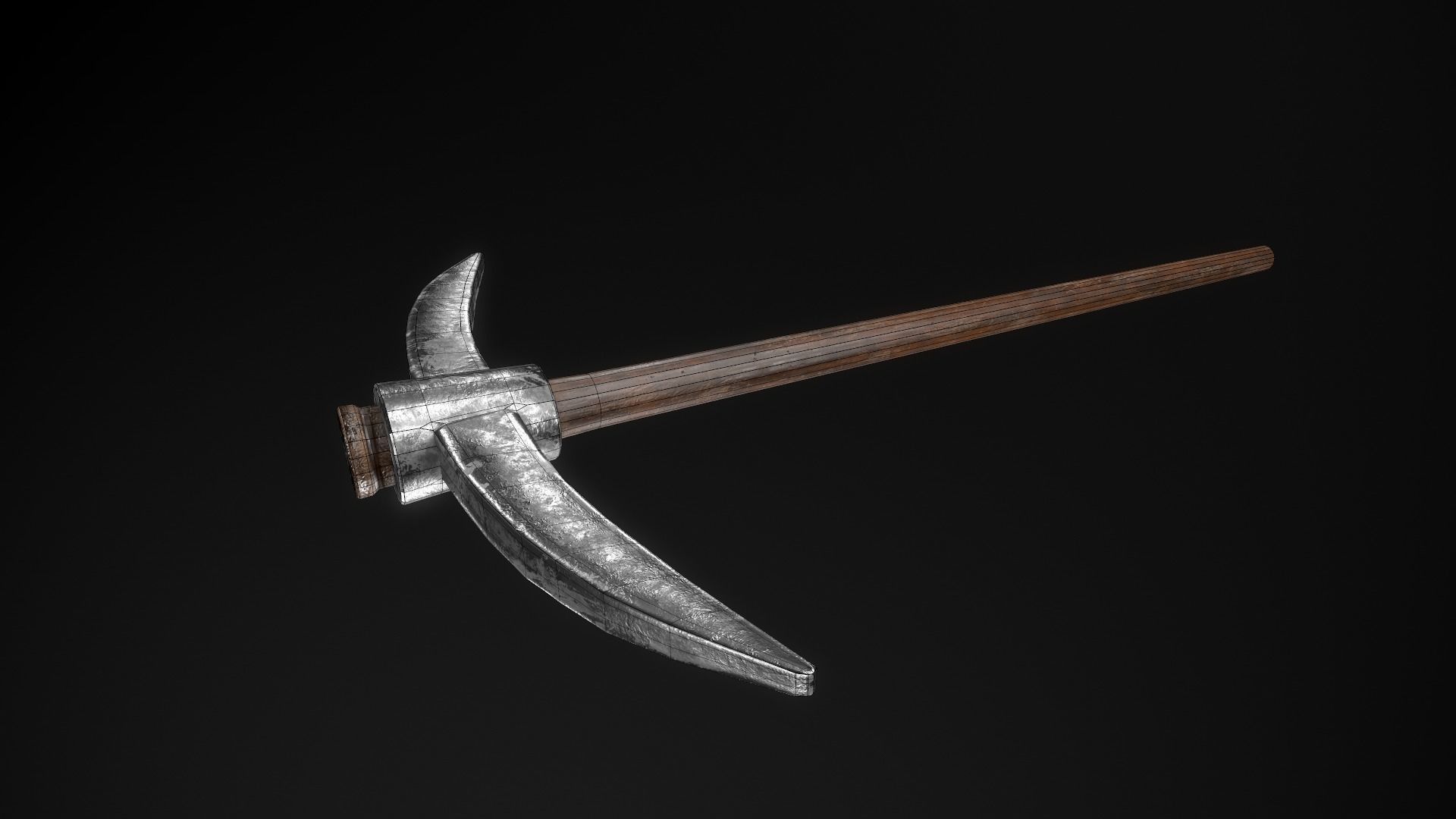 Pickaxe Game Ready PBR Model metal hammer Low-poly 3D model_3
