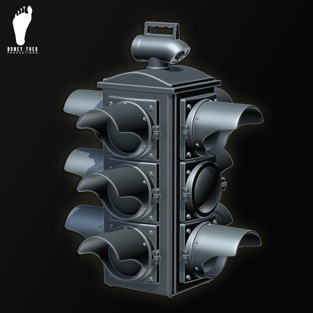 3D Four-Way Hanging Traffic Signal Light - High Poly 3D model_5