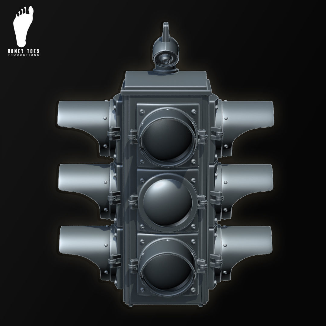 3D Four-Way Hanging Traffic Signal Light - High Poly 3D model_4