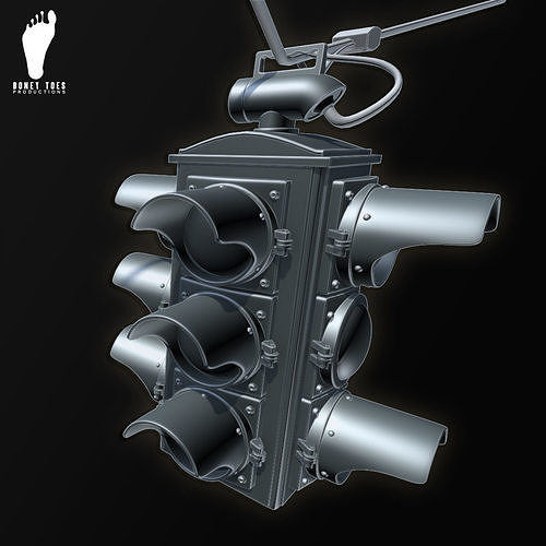 3D Four-Way Hanging Traffic Signal Light - High Poly 3D model