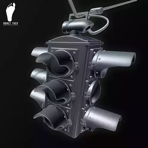 3D Four-Way Hanging Traffic Signal Light - High Poly 3D model