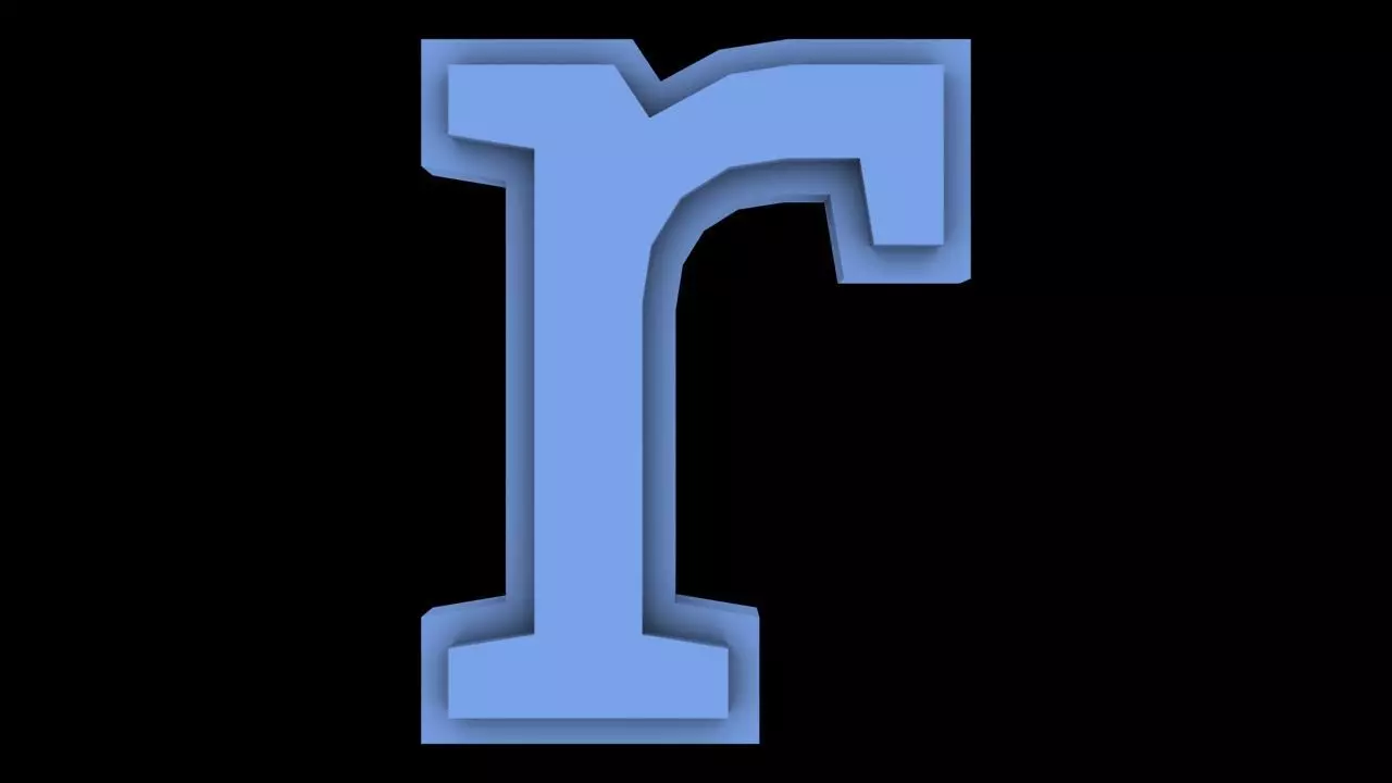 FONT-036 R Small Free low-poly 3D model_0