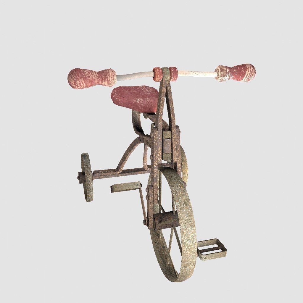 Old Rusty Children Bicycle 3D model_19