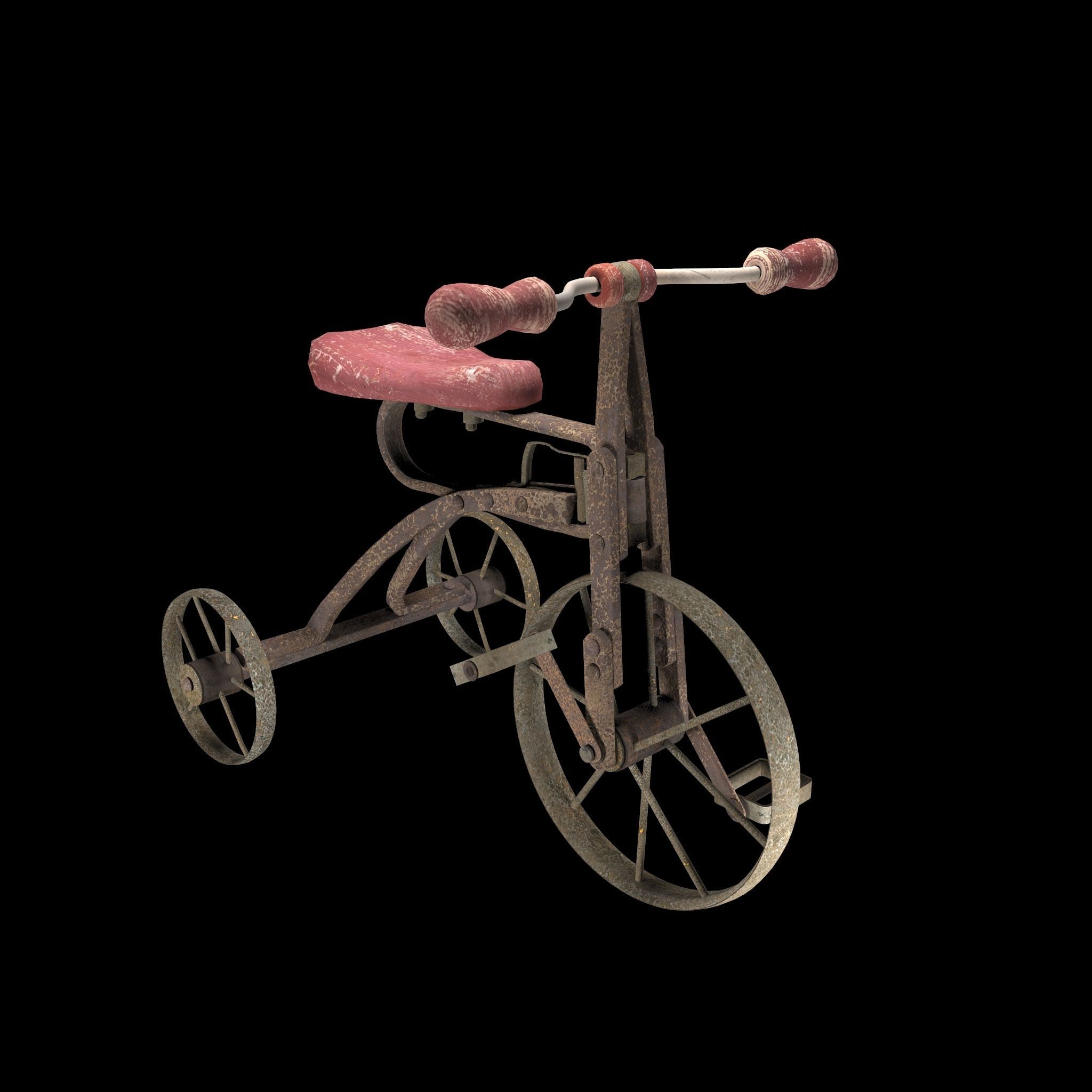Old Rusty Children Bicycle 3D model_4