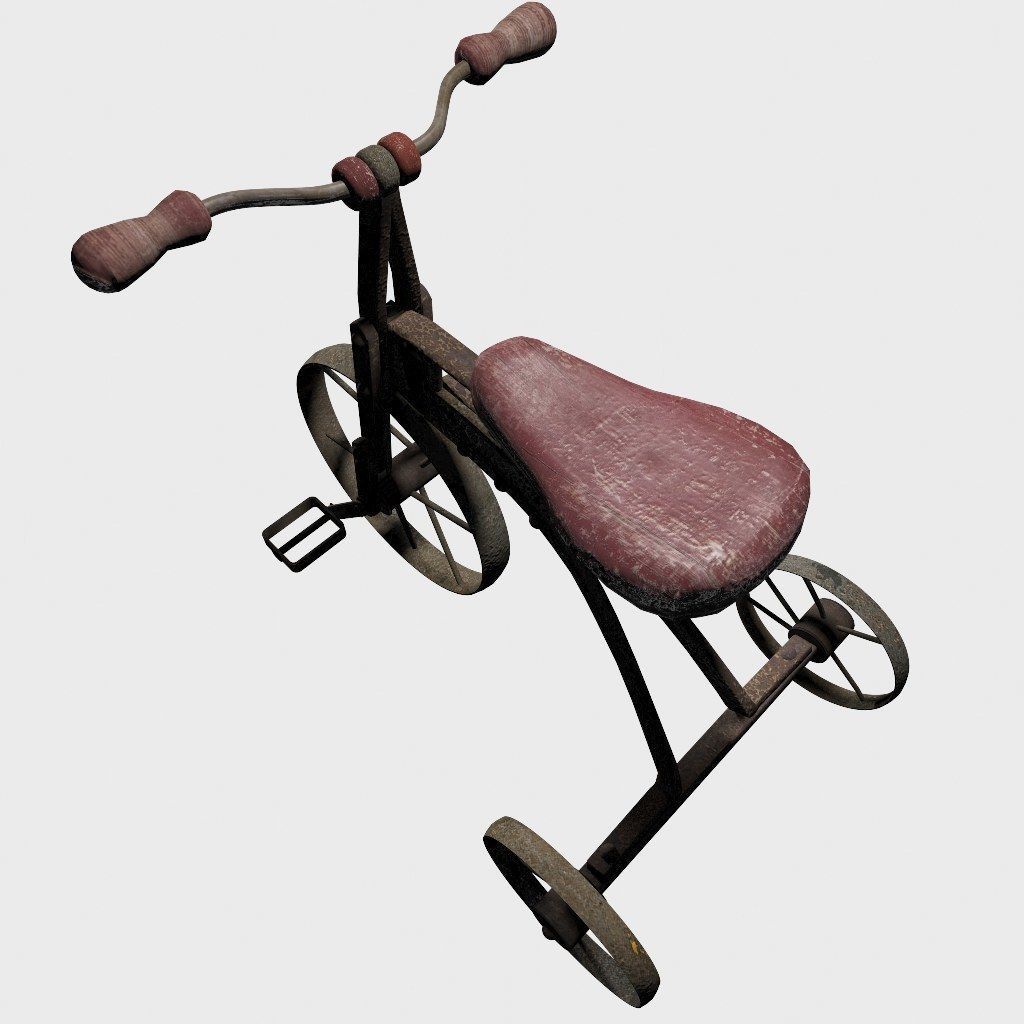Old Rusty Children Bicycle 3D model_13