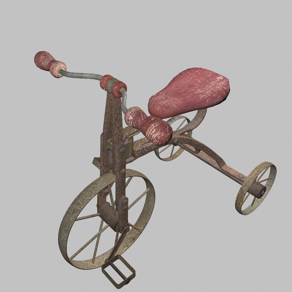 Old Rusty Children Bicycle 3D model_9