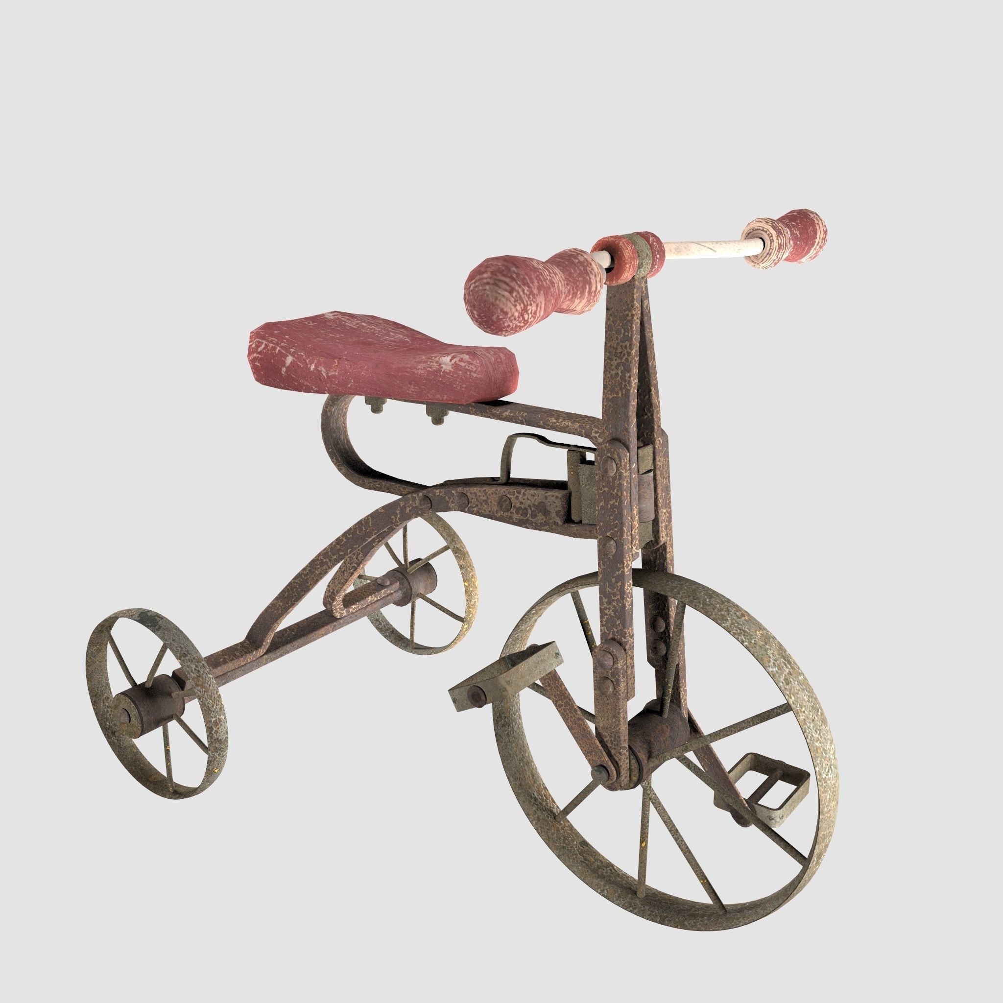 Old Rusty Children Bicycle 3D model_1