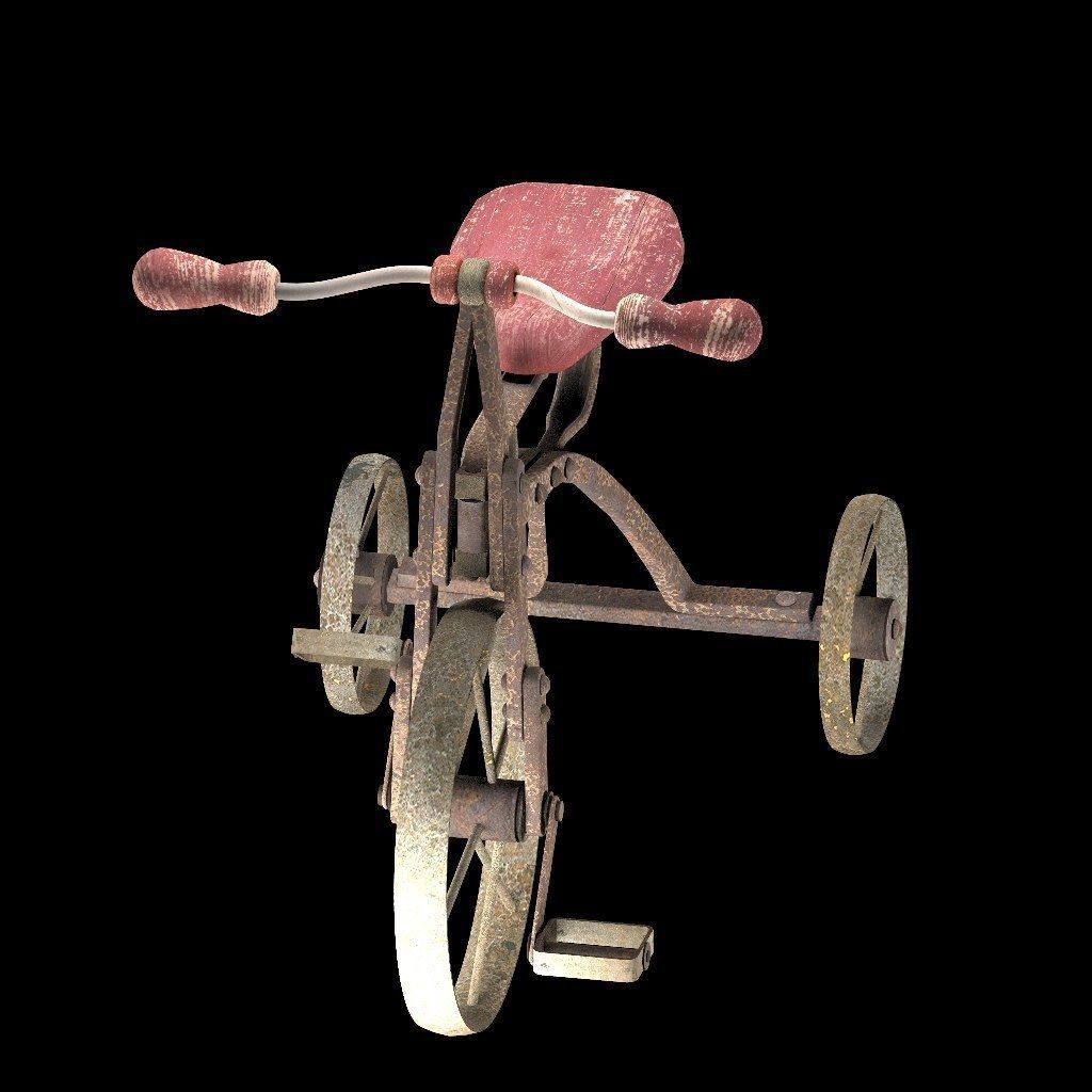 Old Rusty Children Bicycle 3D model_22