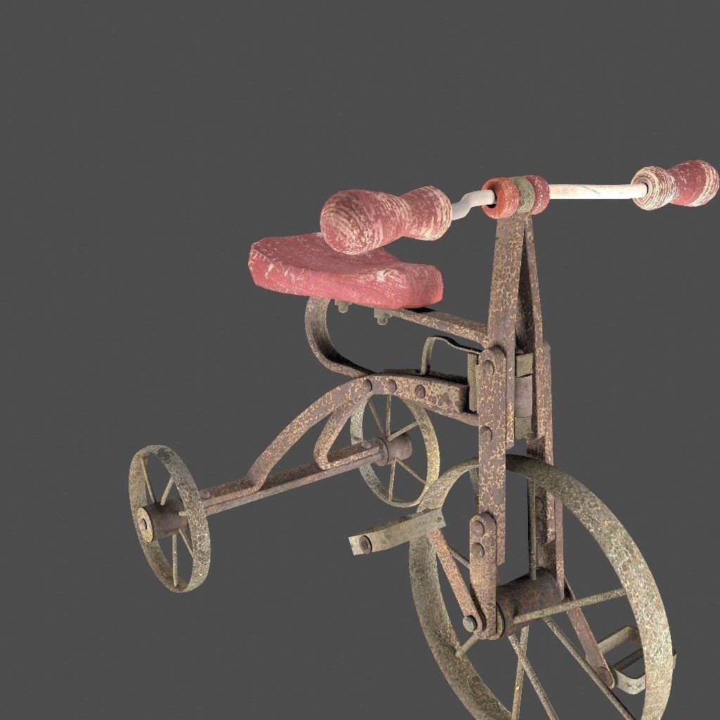 Old Rusty Children Bicycle 3D model_17