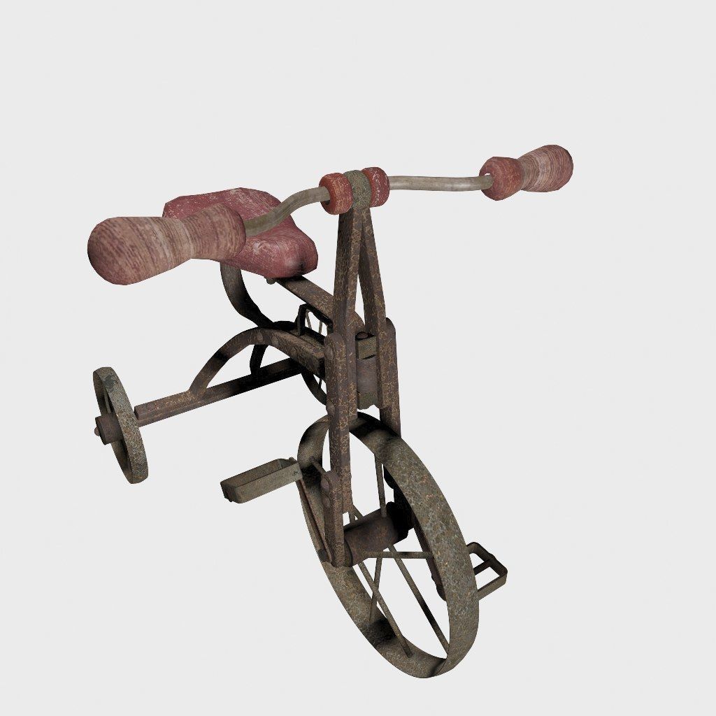 Old Rusty Children Bicycle 3D model_11