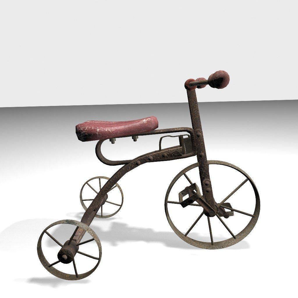 Old Rusty Children Bicycle 3D model_2