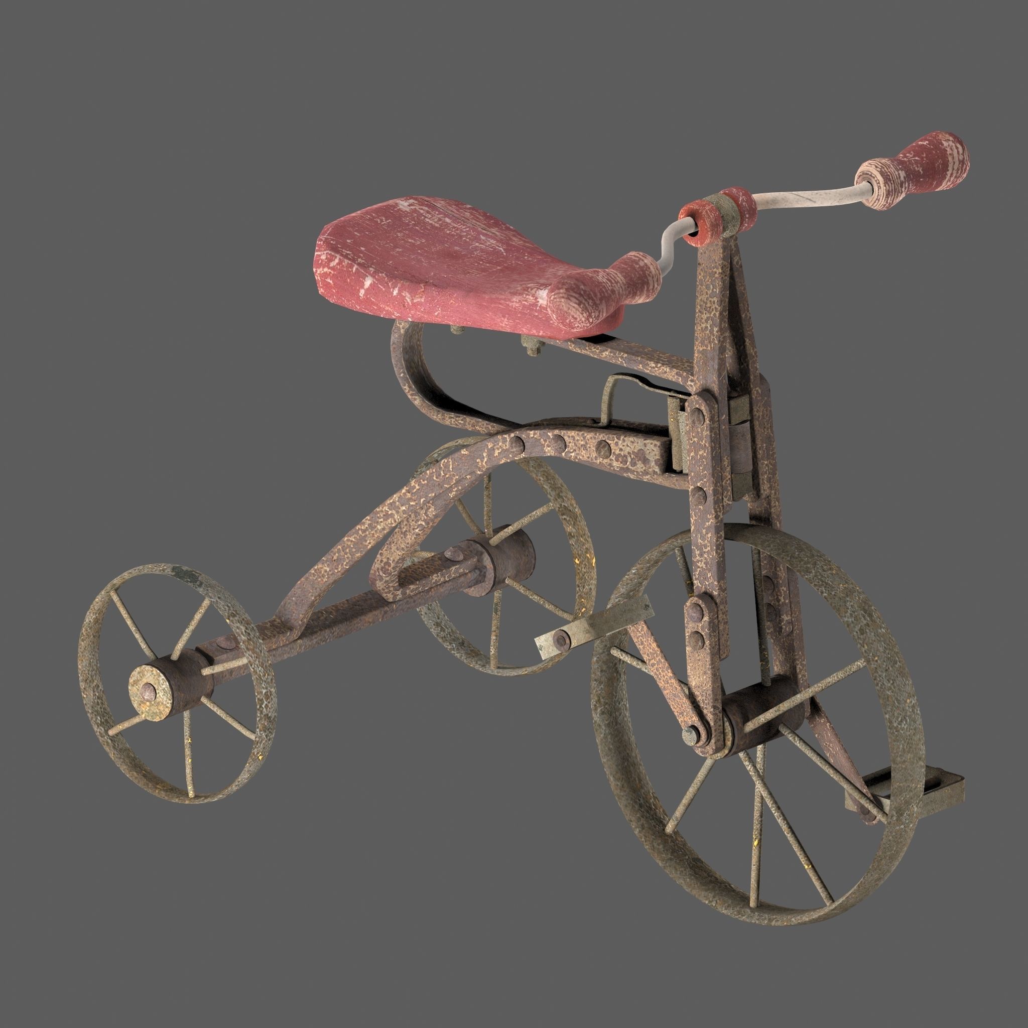 Old Rusty Children Bicycle 3D model_3