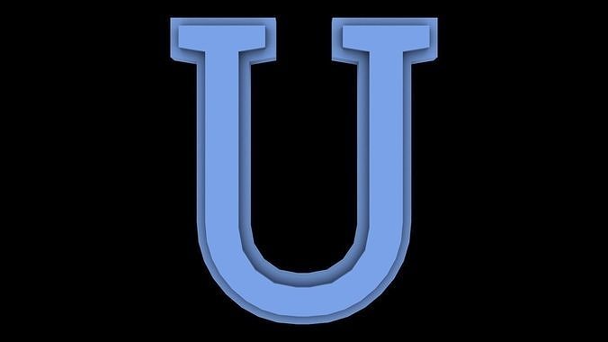 FONT-041 U Capital Free low-poly 3D model