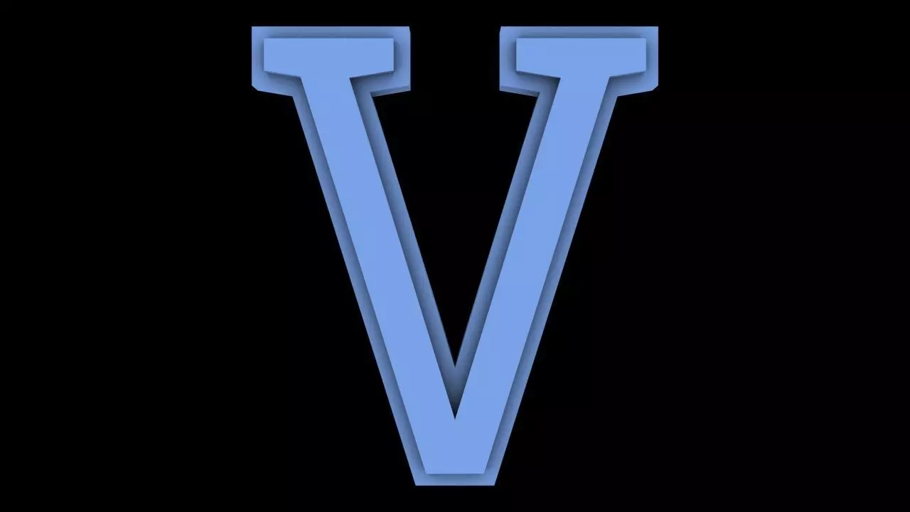 FONT-043 V Capital Free low-poly 3D model