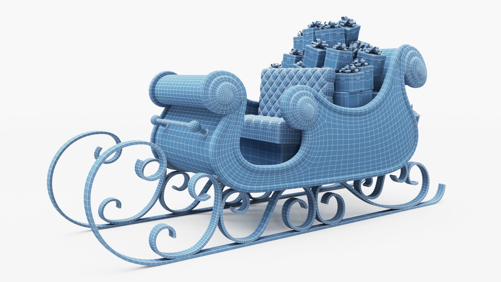 Santa Claus Sleigh with Snowflakes Pattern Low-poly 3D model_13