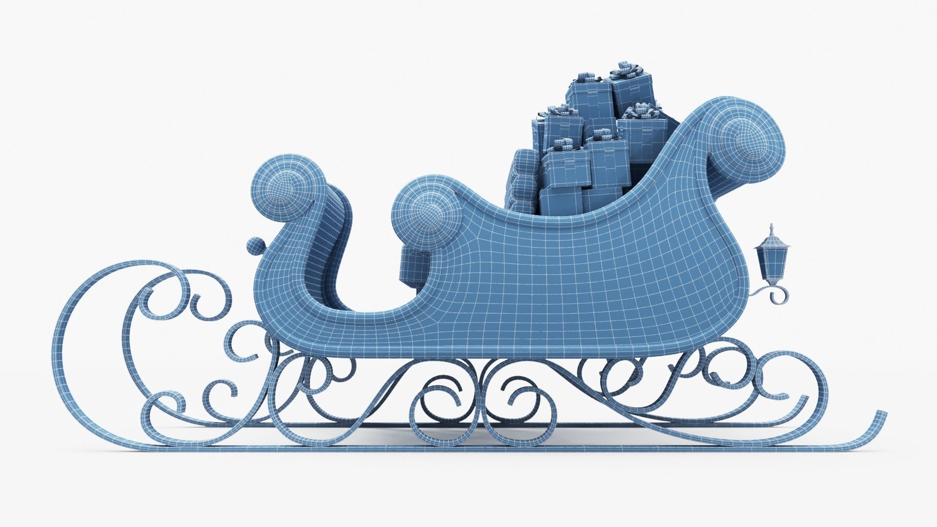 Santa Claus Sleigh with Snowflakes Pattern Low-poly 3D model_14
