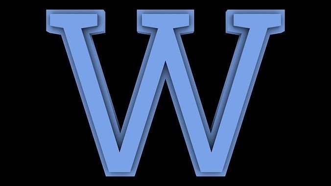 FONT-045 W Capital Free low-poly 3D model