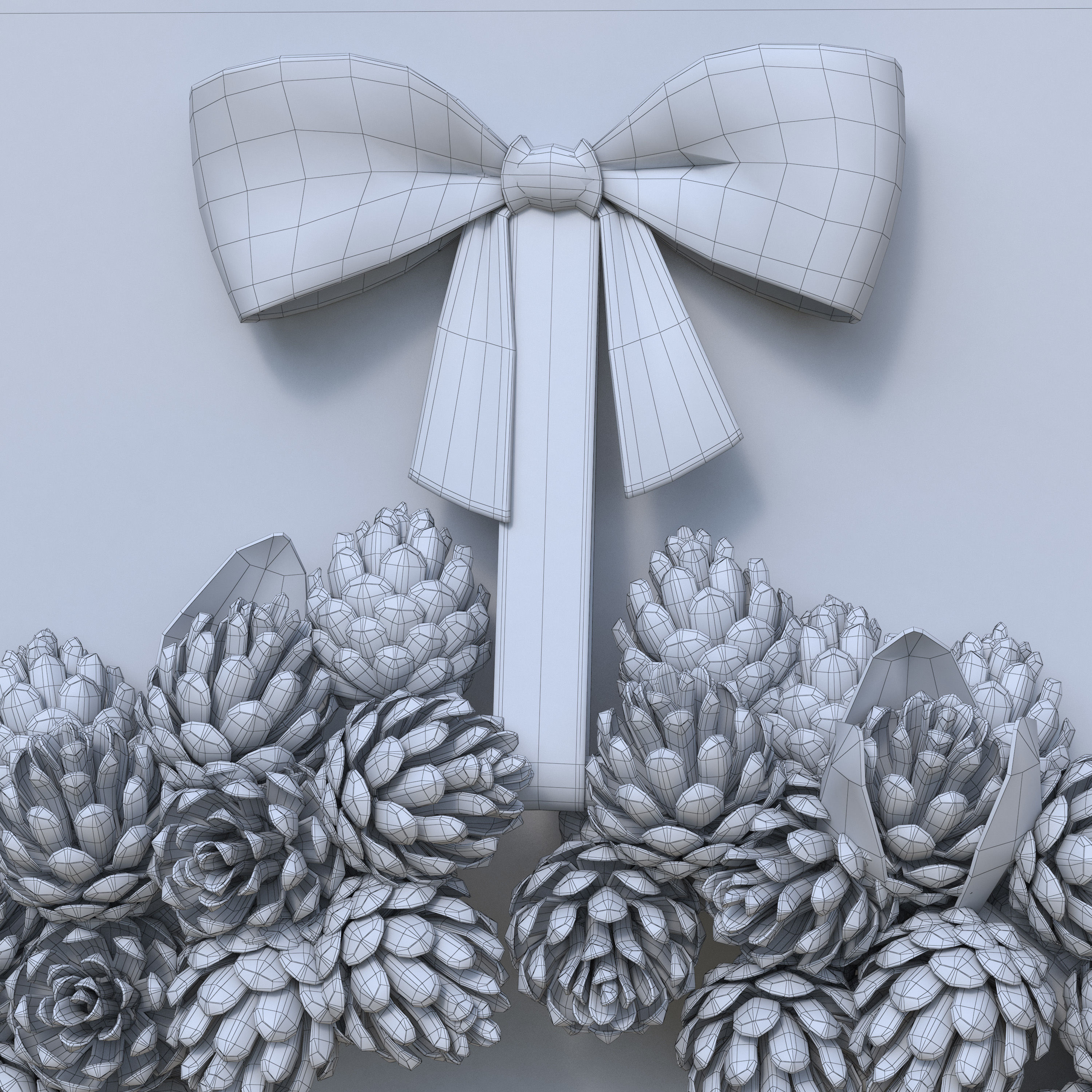 Wreath Collection christmas with pine cones and gold ornaments 3D model_24