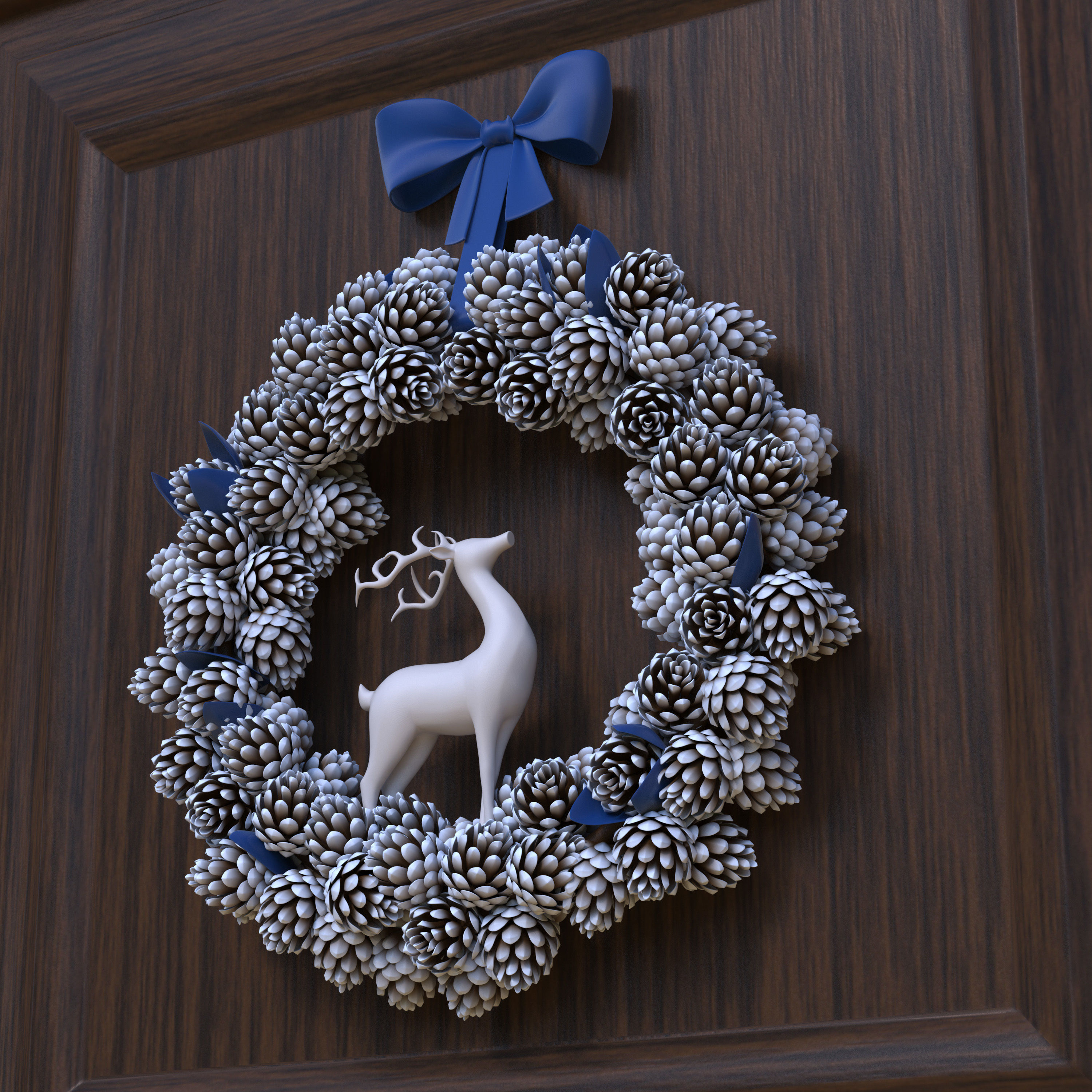 Wreath Collection christmas with pine cones and gold ornaments 3D model_8
