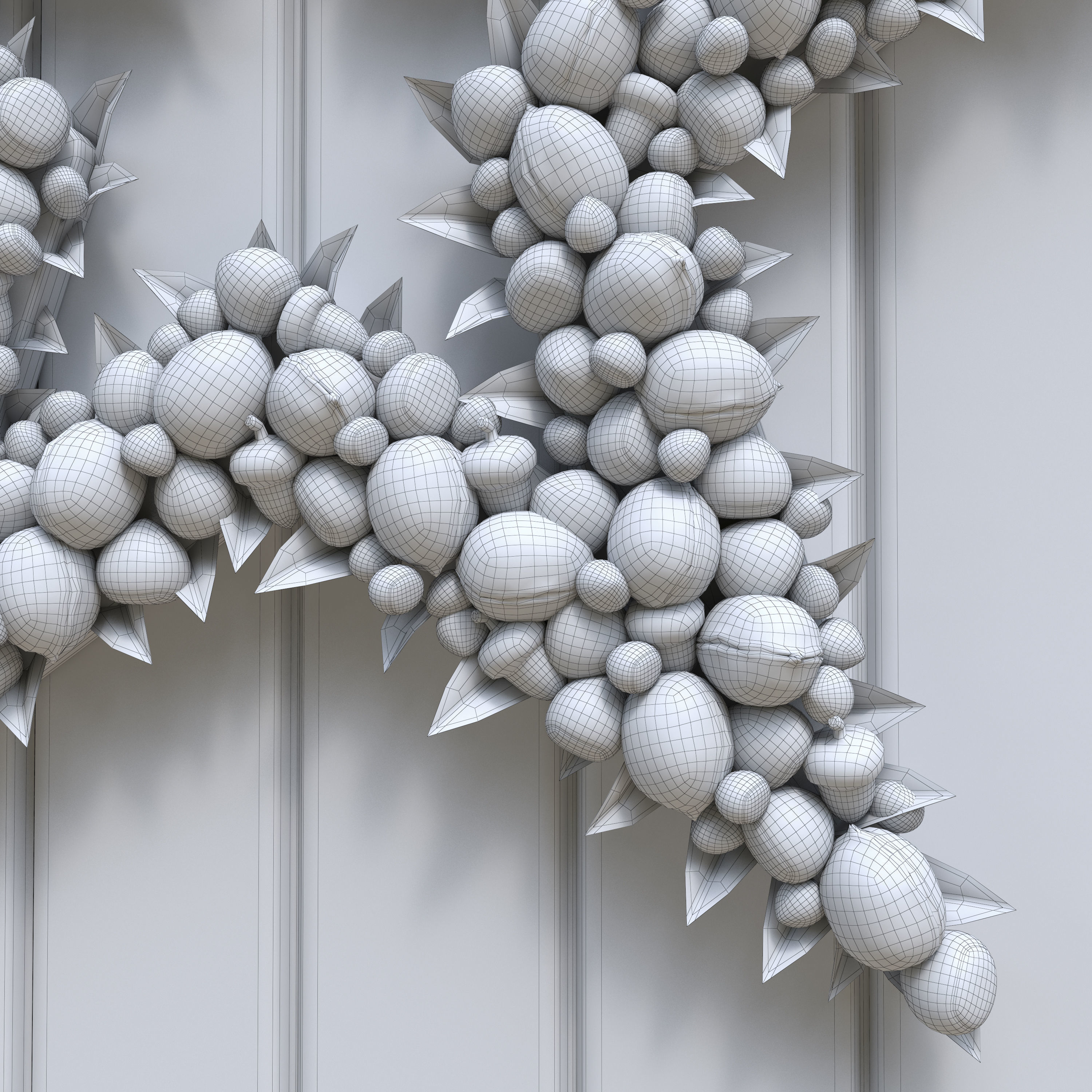 Wreath Collection christmas with pine cones and gold ornaments 3D model_26