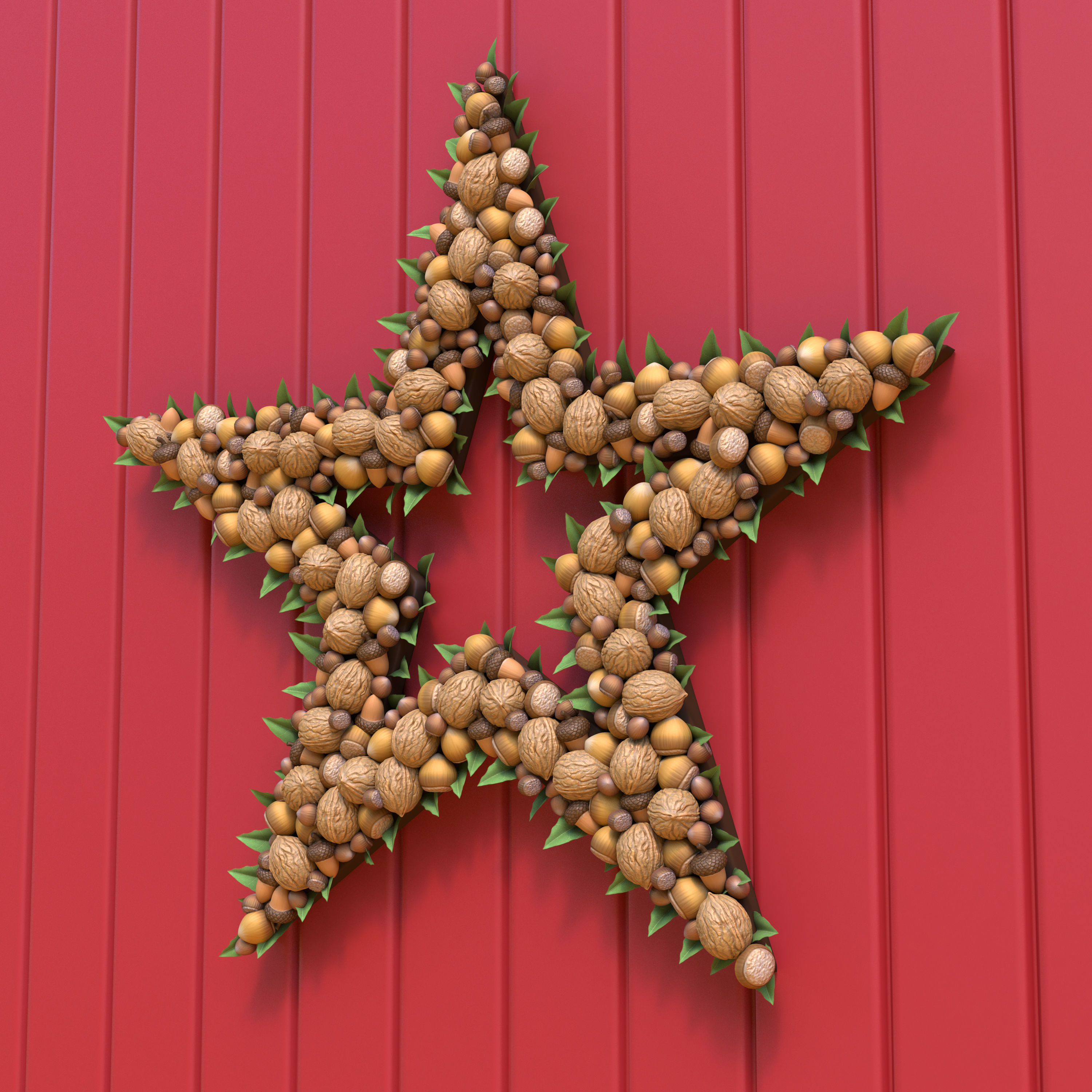 Wreath Collection christmas with pine cones and gold ornaments 3D model_13