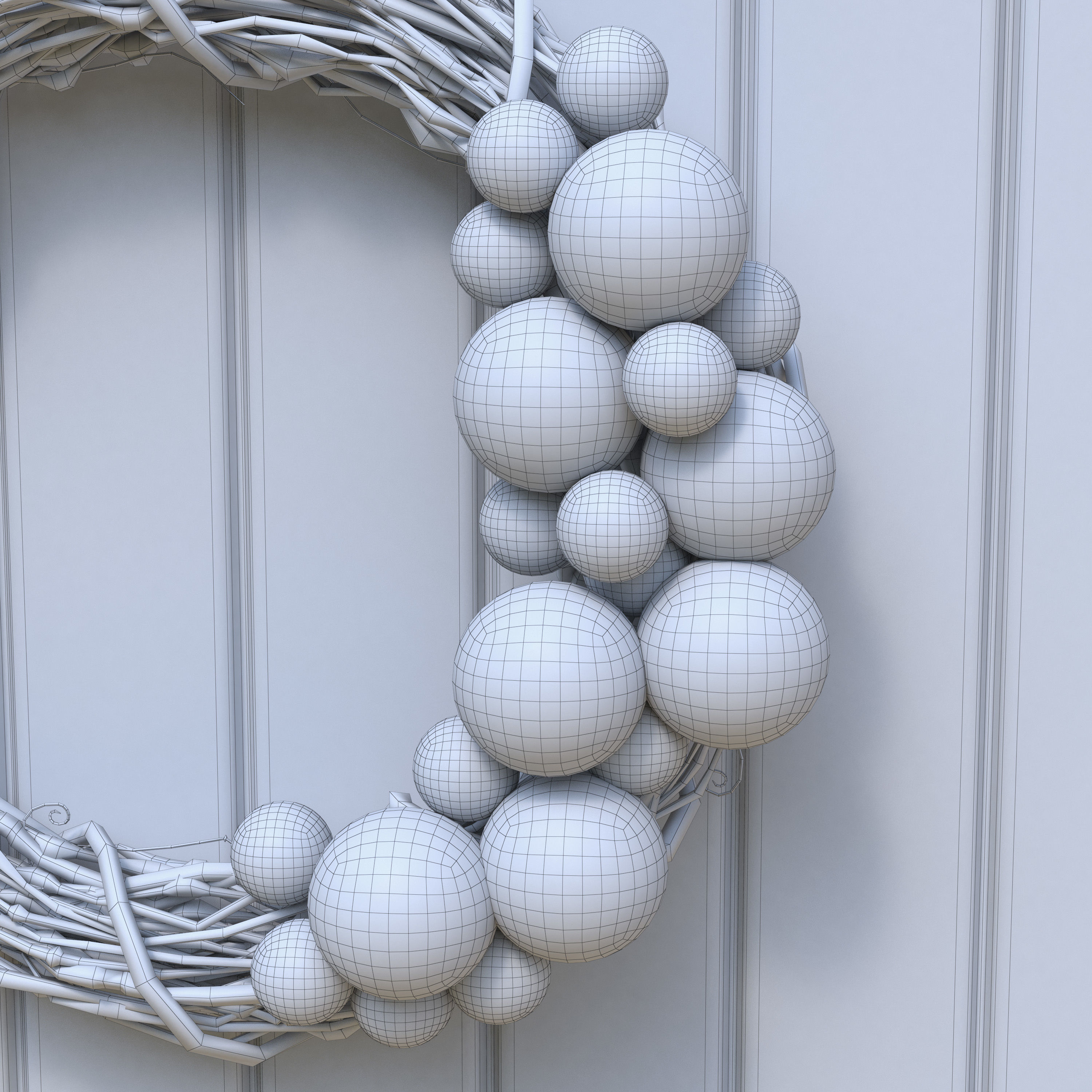 Wreath Collection christmas with pine cones and gold ornaments 3D model_27