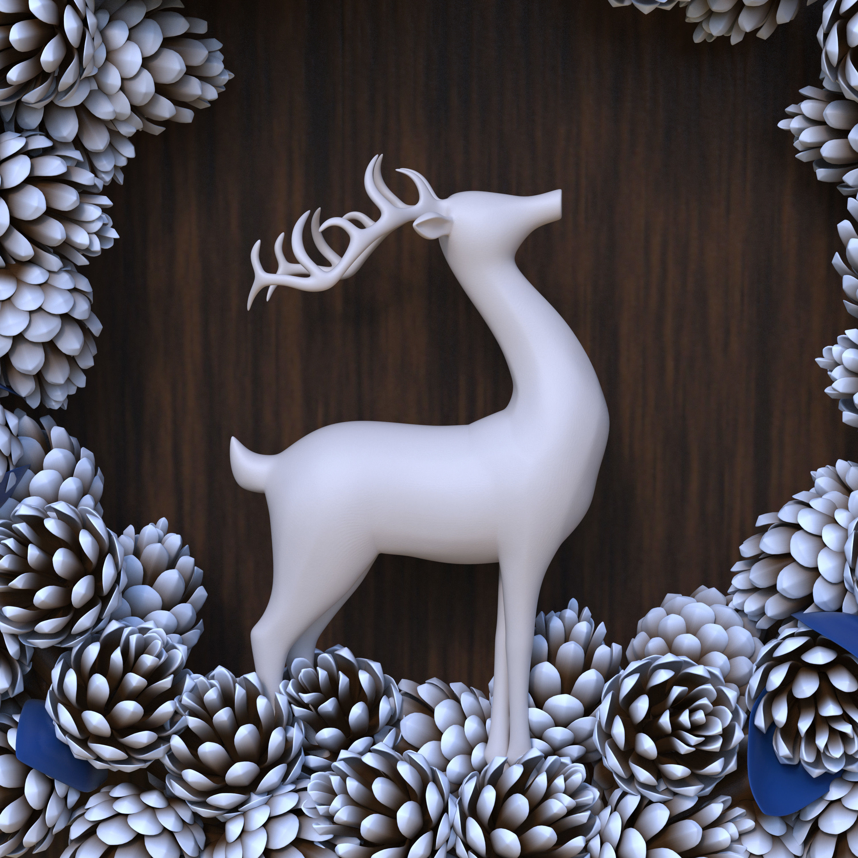 Wreath Collection christmas with pine cones and gold ornaments 3D model_10