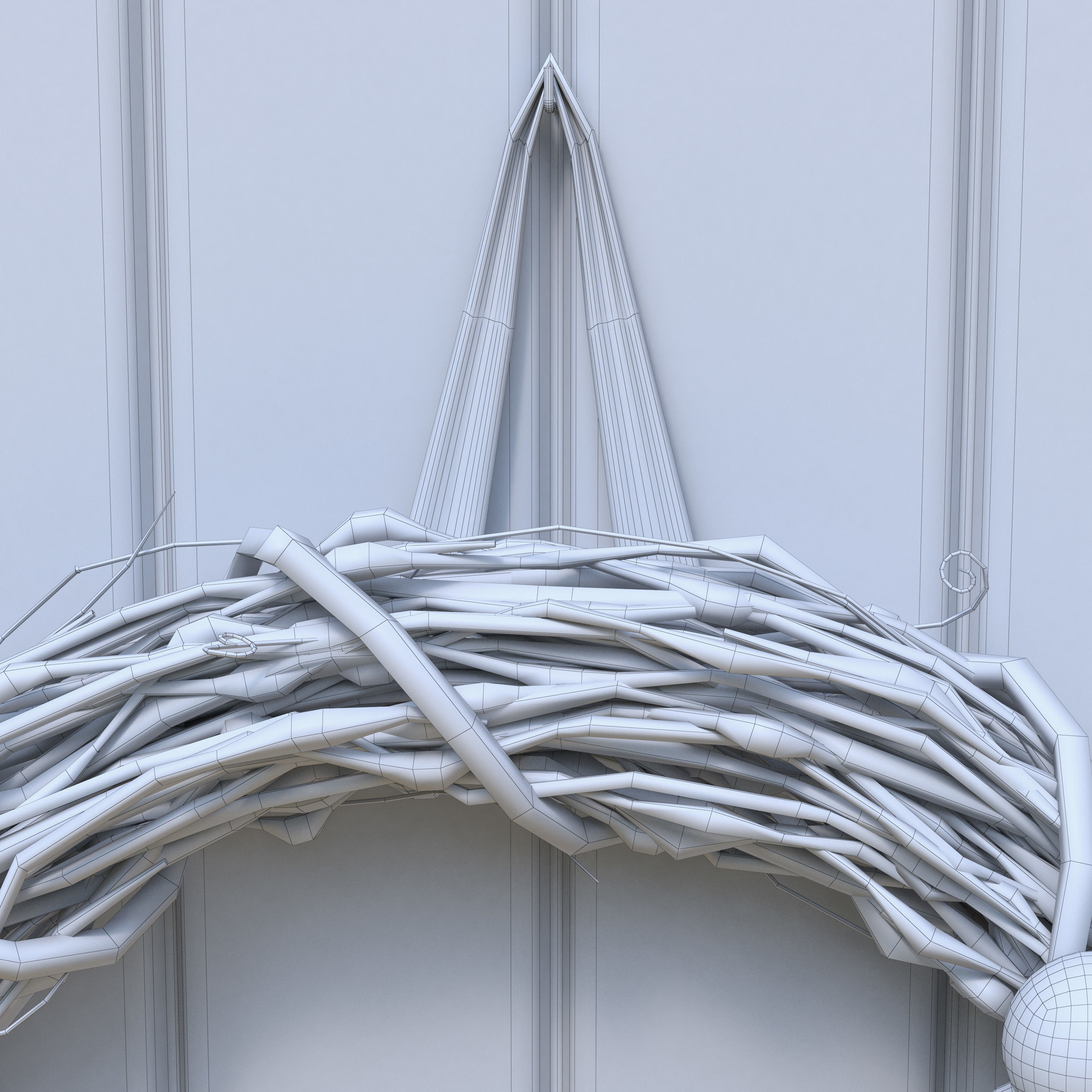 Wreath Collection christmas with pine cones and gold ornaments 3D model_21