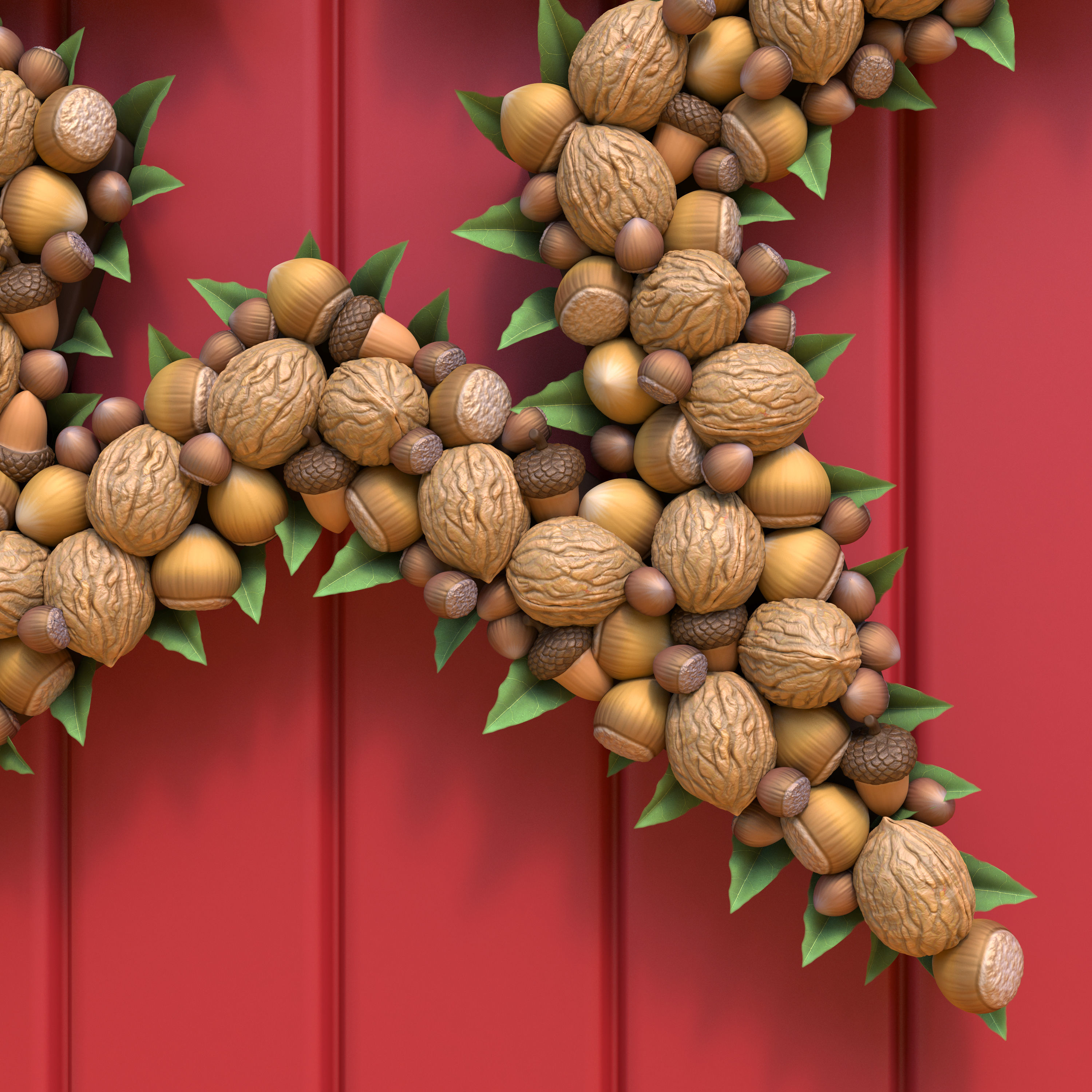 Wreath Collection christmas with pine cones and gold ornaments 3D model_14