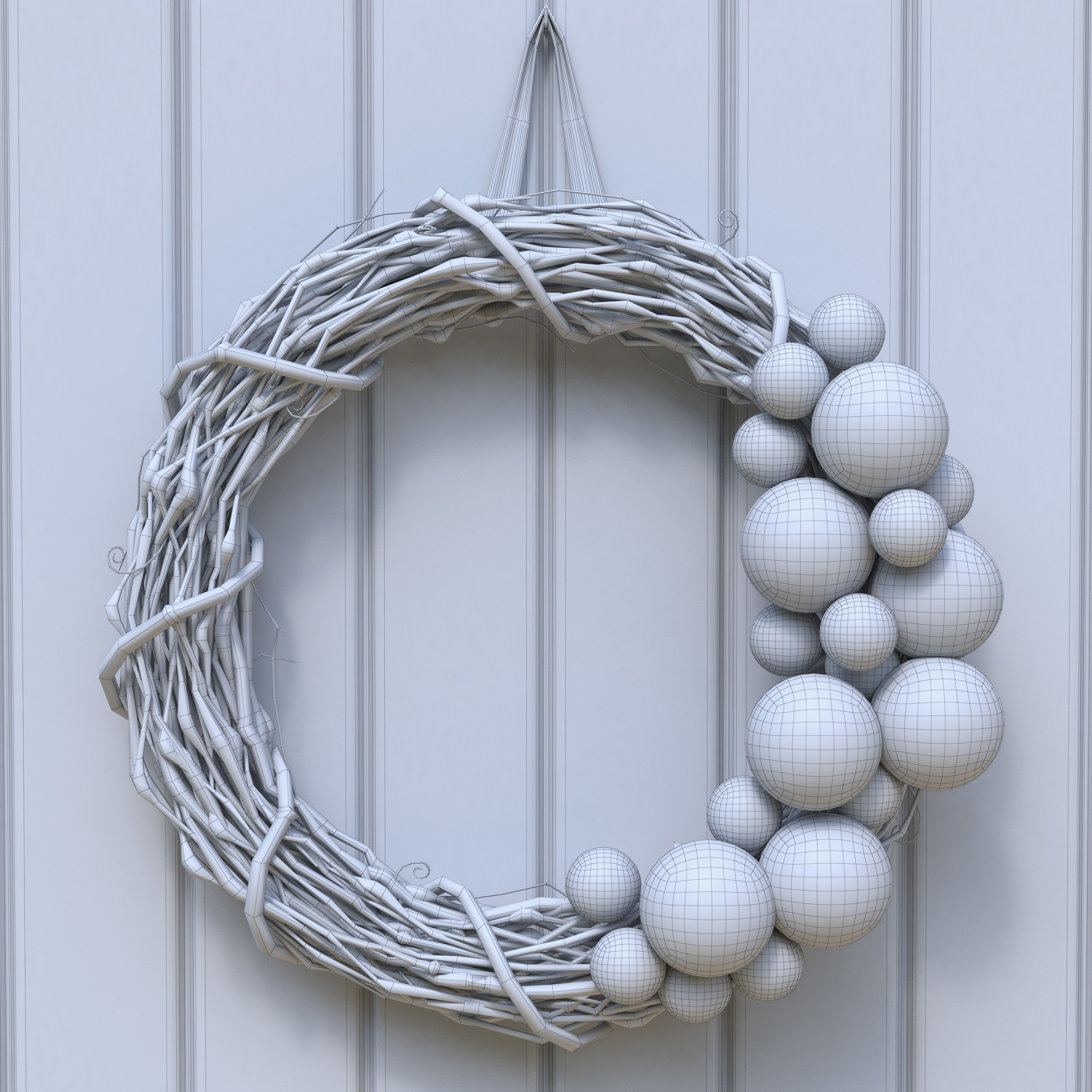 Wreath Collection christmas with pine cones and gold ornaments 3D model_20