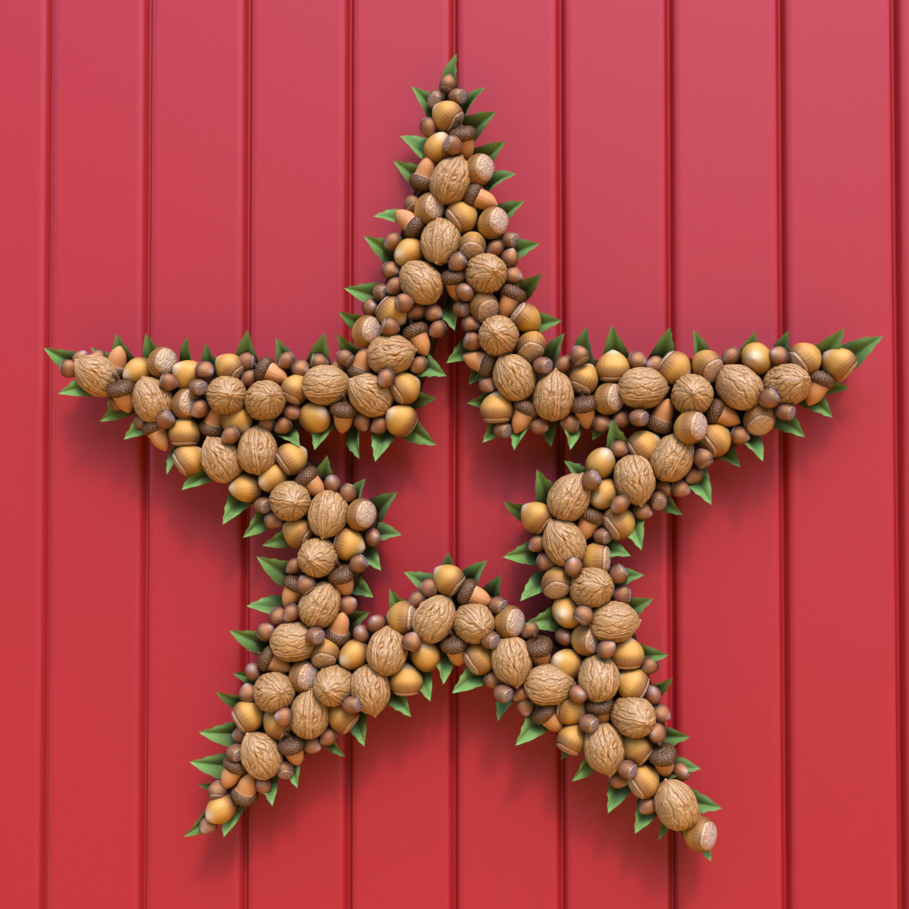 Wreath Collection christmas with pine cones and gold ornaments 3D model_12