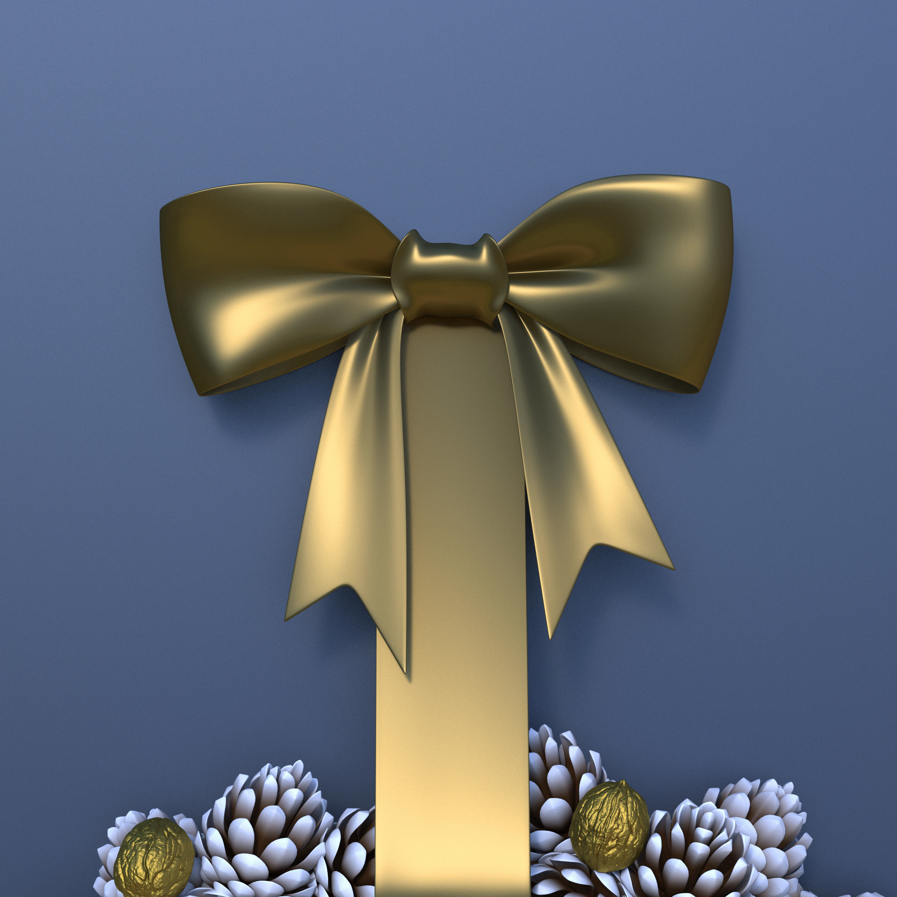 Wreath Collection christmas with pine cones and gold ornaments 3D model_19
