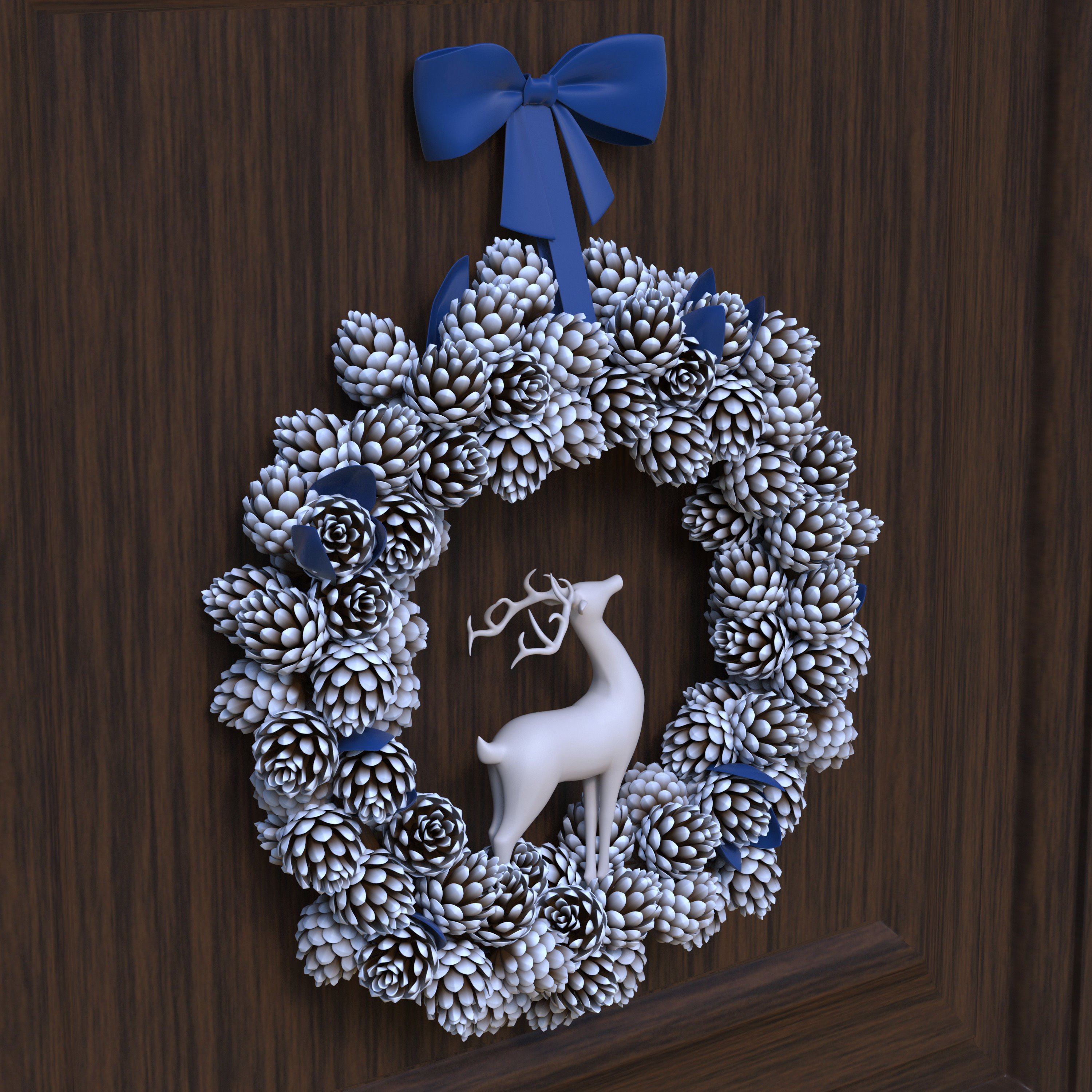 Wreath Collection christmas with pine cones and gold ornaments 3D model_9